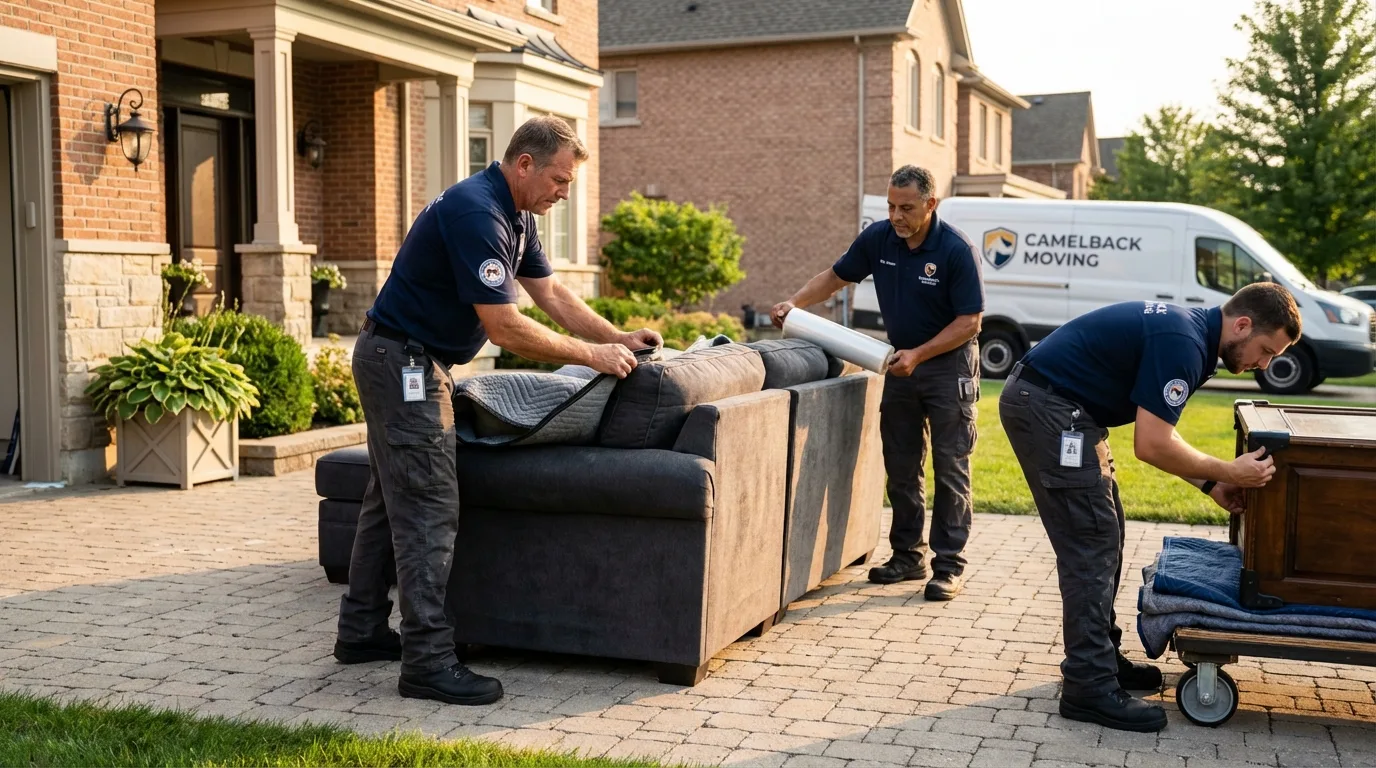 Large estate moving crew wrapping furniture in Independence, OR